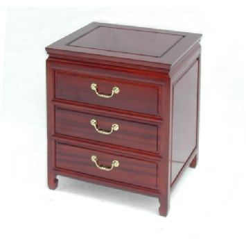 Rosewood Bedside cabinet with 3 drawers in plain design
